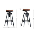 2x Levede Rustic Industrial Bar Stool Kitchen Stool Barstool Swivel Dining Chair
