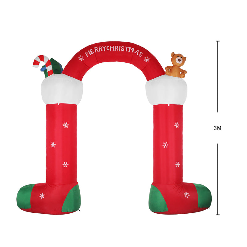 Santaco Christmas Inflatable Decor Stocking Arch 3M LED Lights Xmas Party