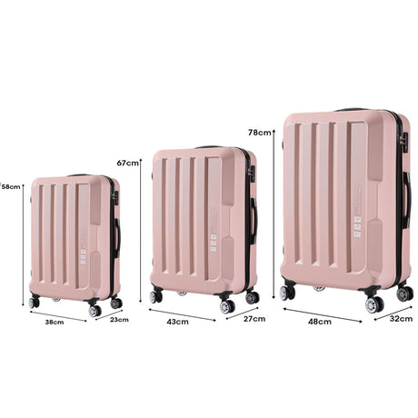 3pcs Luggage Sets Travel Hard Case Lightweight Suitcase TSA lock Pink