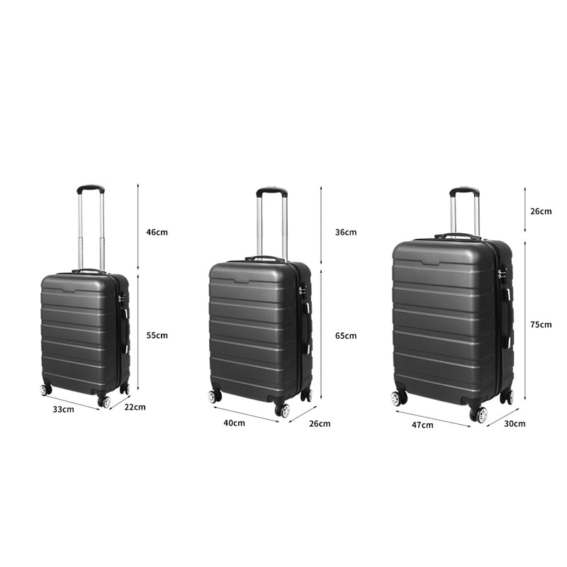 Slimbridge Luggage Suitcase Trolley 3Pcs set 20 24 28 Travel Packing Dark Grey