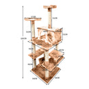 183cm Cat Scratching Post Tree Gym House Condo Furniture Scratcher Pole Brown