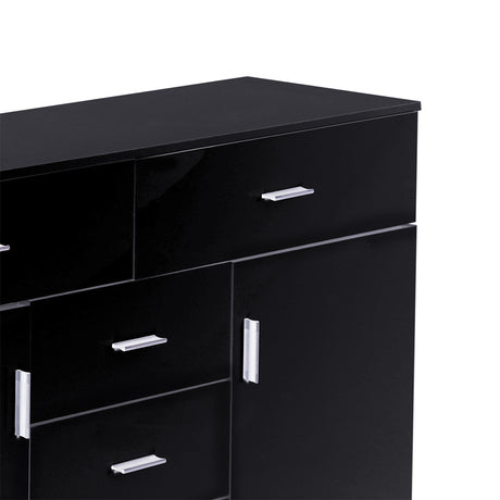 Levede Buffet Sideboard Storage Cabinet Modern High Gloss Cupboard Drawers Black