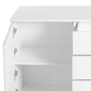 Levede Buffet Sideboard Cabinet Storage Modern High Gloss Cupboard Drawers White 150cm