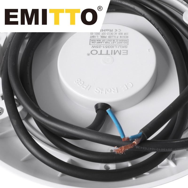 EMITTO 12-32V 25W Resin Filled Underwater Swimming Pool LED Light RGB Spa Lamp
