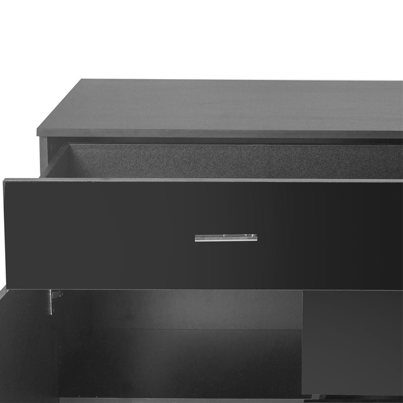 Levede Buffet Sideboard Storage Cabinet Modern High Gloss Cupboard Drawers Black