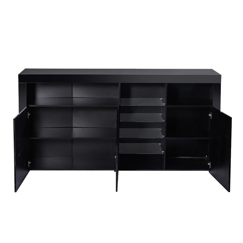 Levede Buffet Sideboard Storage Modern High Gloss Cabinet Cupboard Black