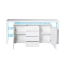Levede Buffet Sideboard Cabinet Storage Modern High Gloss Cupboard Drawers White 192cm