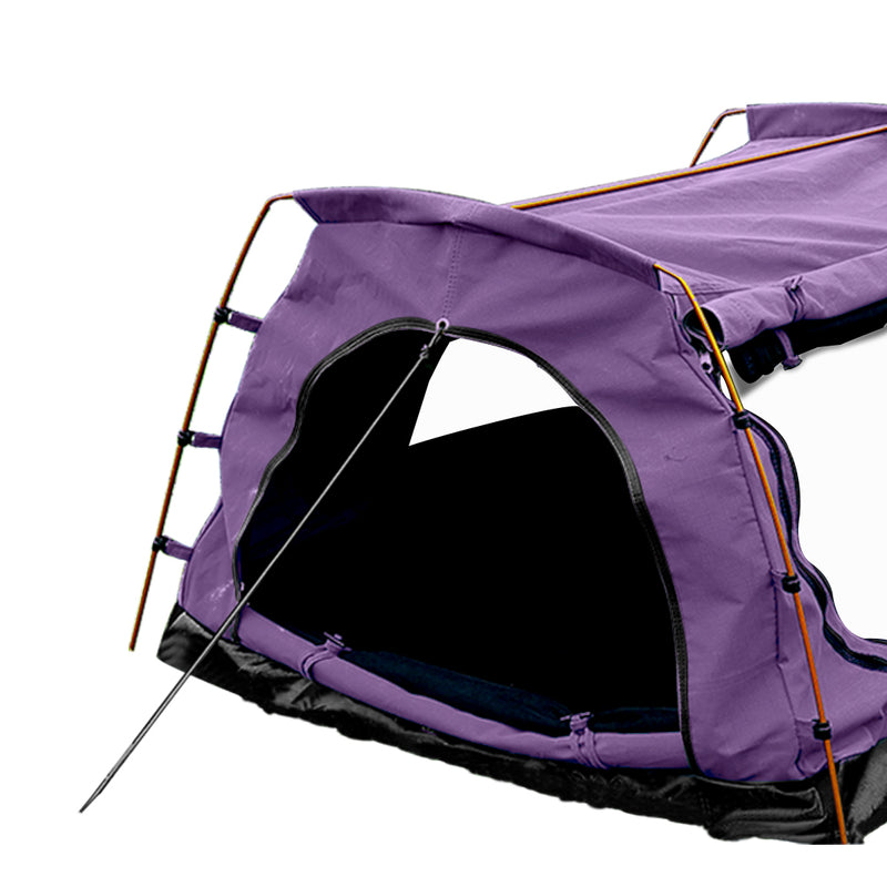 Mountview Double King Swag Camping Swags Canvas Dome Tent Hiking Mattress Purple