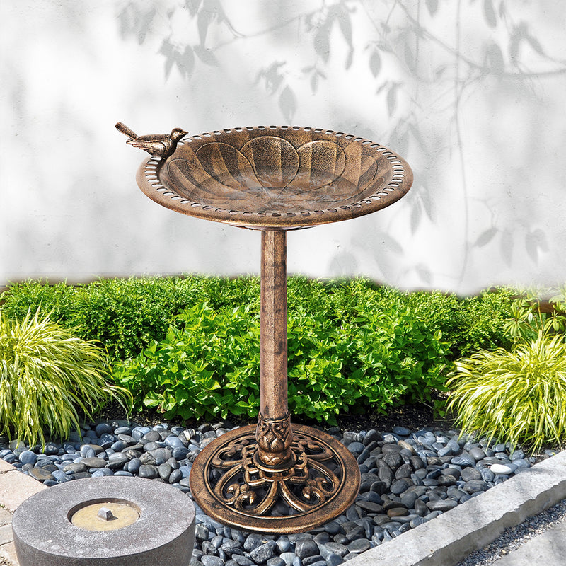 Bird Bath Feeder Metal Vintage Antique Garden Freestanding Iron Stake Bowl Décor