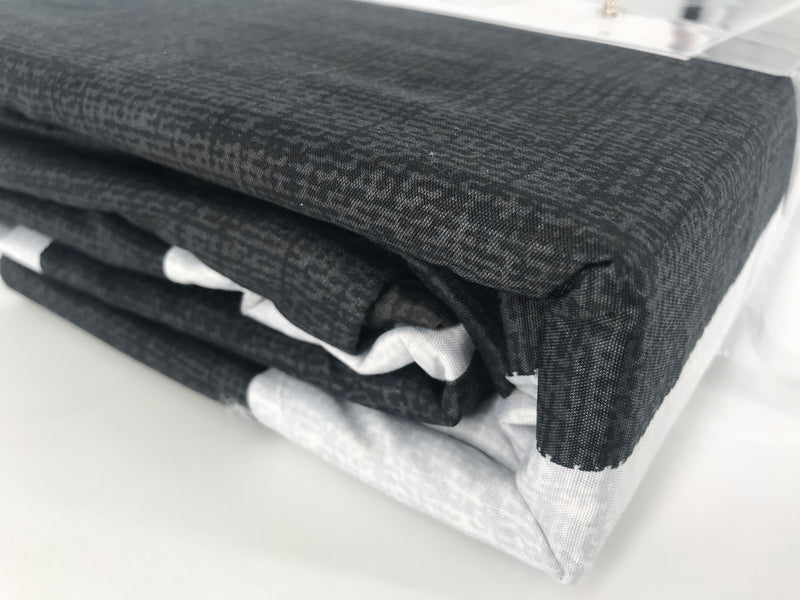 King Size 3pcs Black White Striped Quilt Cover Set