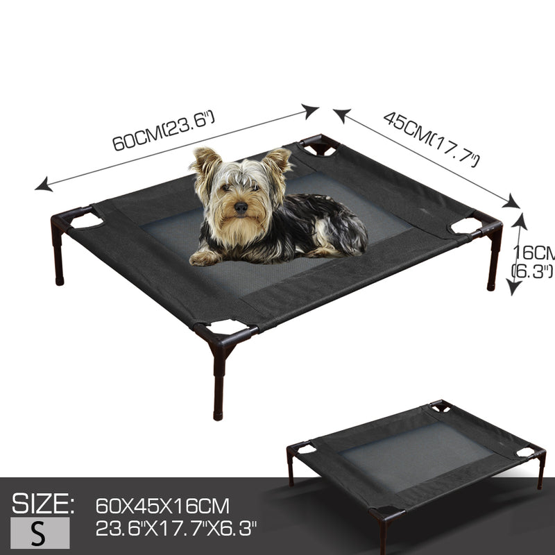 PaWz Heavy Duty Pet Bed Trampoline Dog Puppy Cat Hammock Mesh  Canvas S Black