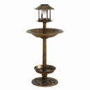 2x Ornamental  Garden Decor Bird Bath Feeding Station Food Feeder Solar Light