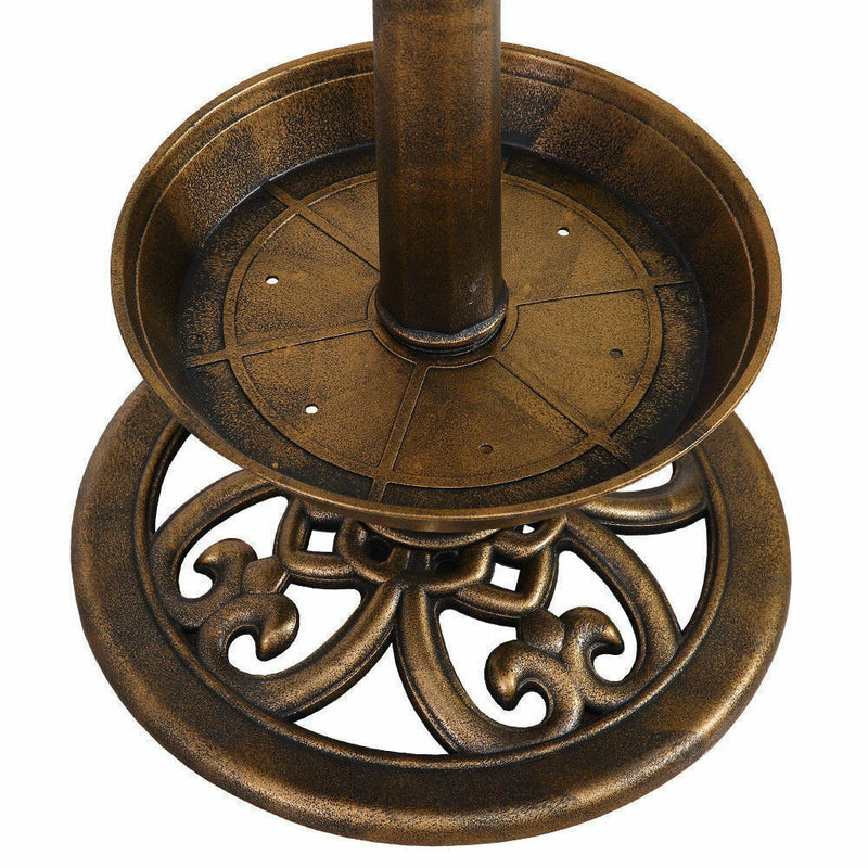 2x Ornamental  Garden Decor Bird Bath Feeding Station Food Feeder Solar Light