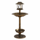 2x Ornamental  Garden Decor Bird Bath Feeding Station Food Feeder Solar Light