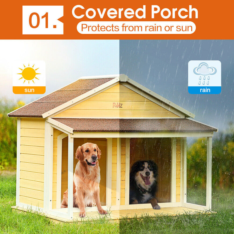 PaWz All Weather Dog Kennel Kennels Outdoor Wooden Pet House Puppy XLarge 2 Door