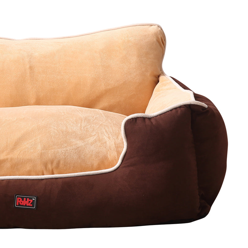 PaWz Size L Brown Colour Pet Deluxe Soft Cushion with High Back Support