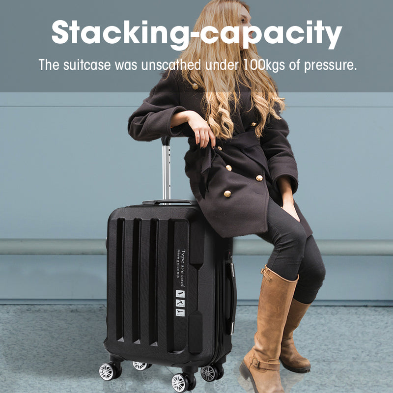 20" Carry On Luggage Hard side Lightweight Travel Cabin Suitcase TSA Lock Black