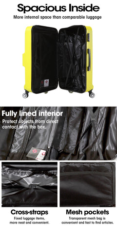 Luggage TSA Hard Case Suitcase Travel Lightweight Trolley Carry Bag Yellow 28