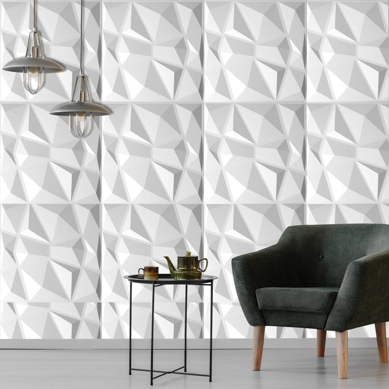 12Pcs 3D PVC Wall Panels EcoFriendly Paintable Home Background Decor 50x50cm