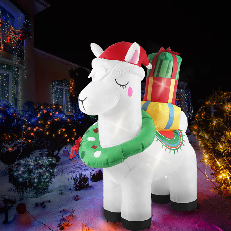 Santaco Inflatable Christmas Decor Christmas Llama 1.5M LED Lights Xmas Party