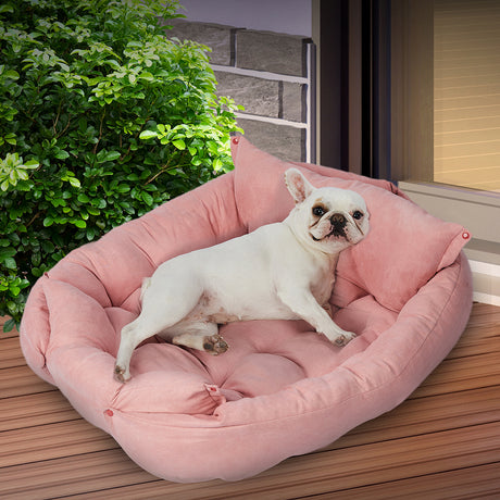 PaWz Pet Bed 2 Way Use Dog Cat Soft Warm Calming Mat Sleeping Kennel Sofa Pink L