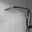 Rain Shower Head Set Black Square Brass Taps Mixer Handheld High Pressure 8"