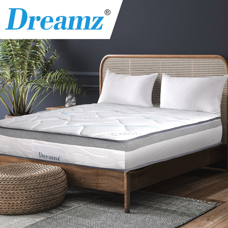Dreamz Mattress Queen Size Bed Top Pocket Spring Medium Firm Premium Foam 25CM