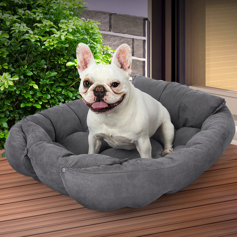 PaWz Pet Bed 2 Way Use Dog Cat Soft Warm Calming Mat Sleeping Kennel Sofa Grey L