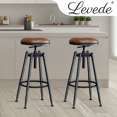 2x Levede Rustic Industrial Bar Stool Kitchen Stool Barstool Swivel Dining Chair