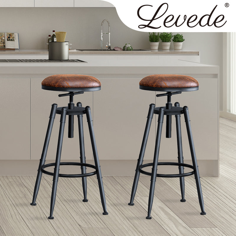 2x Levede Rustic Industrial Bar Stool Kitchen Stool Barstool Swivel Dining Chair