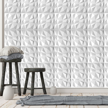 12Pcs 3D PVC Wall Panels EcoFriendly Paintable Home Background Decor 50x50cm