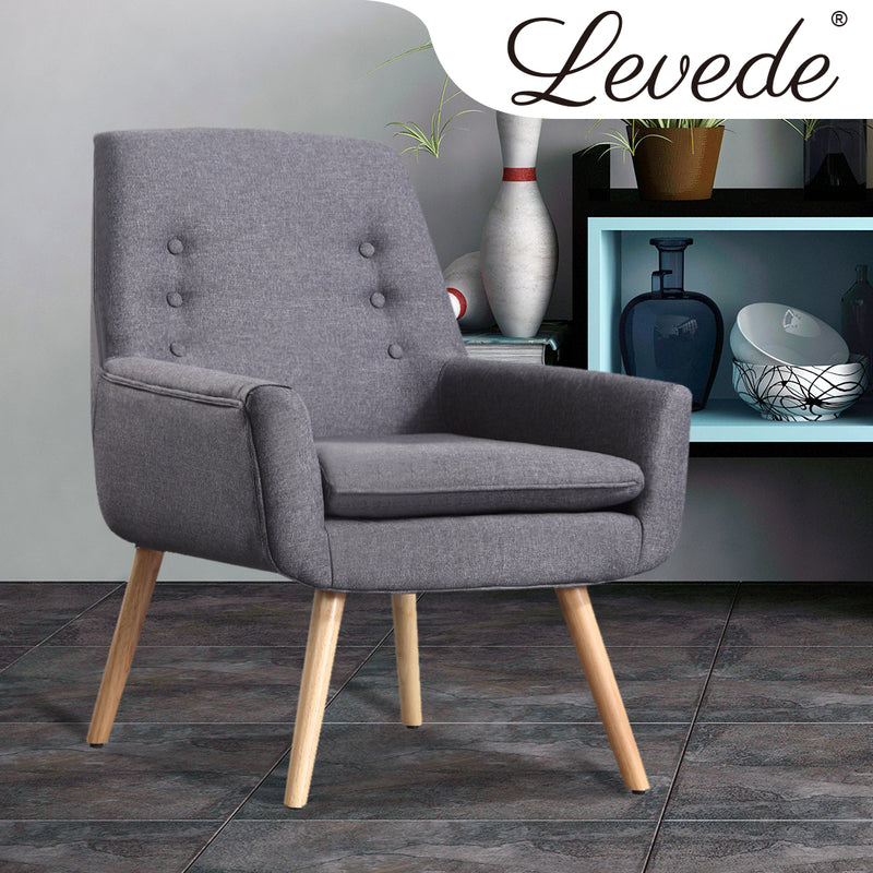 Levede Luxury Upholstered Armchair Dining Chair Single Accent Sofa Padded Fabric