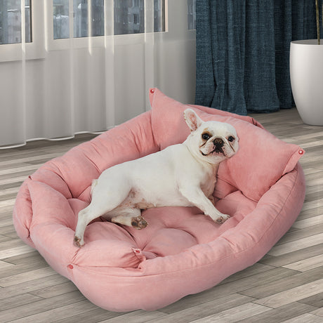 PaWz Pet Bed 2 Way Use Dog Cat Soft Warm Calming Mat Sleeping Kennel Sofa Pink M