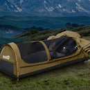 Mountview King Single Swag Camping Swags Canvas Dome Tent Hiking Mattress Khaki