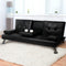 Adjustable Sofa Bed Lounge Futon Couch Leather Beds 3 Seater Cup Holder Recliner Black