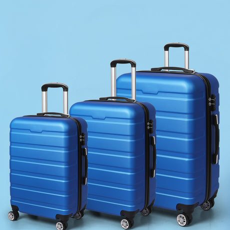Slimbridge Luggage Suitcase Trolley 3Pcs set 20 24 28 Travel Packing Lock Blue