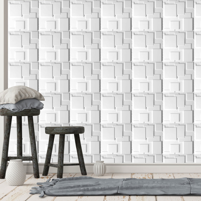 12Pcs 3D PVC Wall Panels EcoFriendly Paintable Home Background Decor 50x50cm