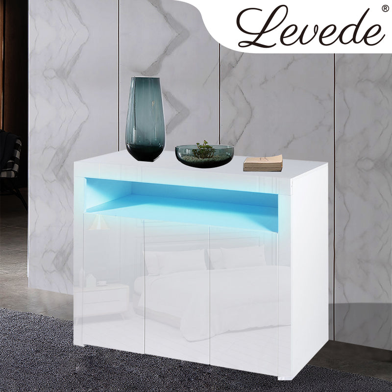 Levede Buffet Sideboard Cabinet Storage Modern High Gloss Furniture  White