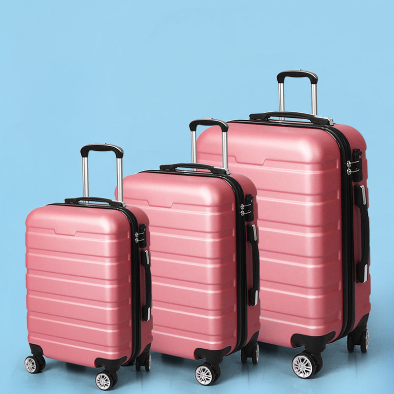 Slimbridge Luggage Suitcase Trolley 3Pcs set 20 24 28 Travel Packing Rose Gold