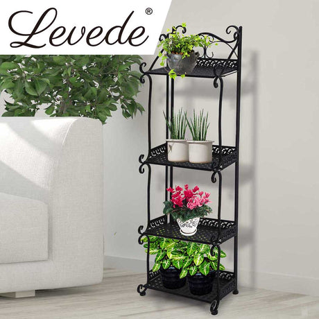 Levede Plant Stand 4 Tiers Outdoor Indoor Metal Flower Pots Rack Garden Shelf
