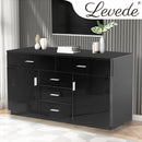 Levede Buffet Sideboard Storage Cabinet Modern High Gloss Cupboard Drawers Black