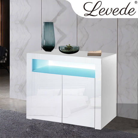 Levede Buffet Sideboard Storage Cabinet Modern High Gloss Furniture LED White