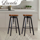 2x Levede Industrial Bar Stools Kitchen Stool Wooden Barstools Swivel Chiars
