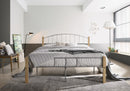 DOUBLE  bed frame w/ solidwood post in Natural + Silver