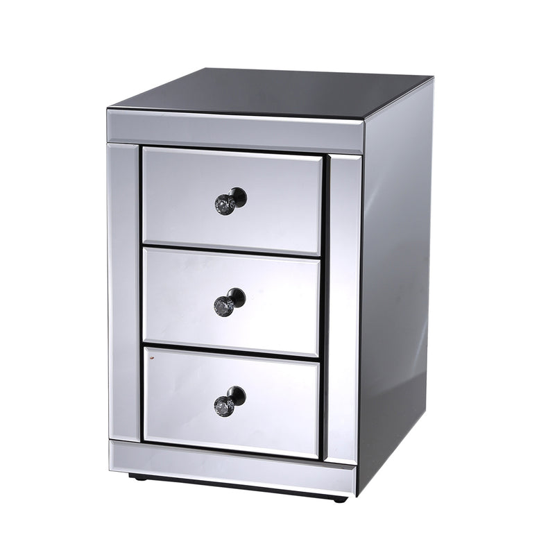 2x Levede Bedside Tables Nightstands 3 Drawers Side Table Mirrored Storage Cabinet