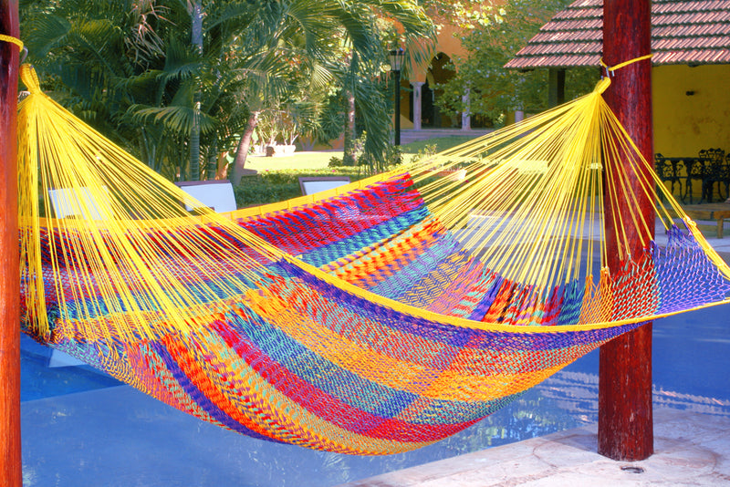 Queen Size Outdoor Cotton Hammock in Confeti