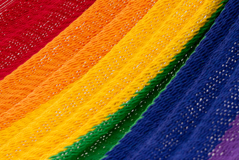 King Size Outdoor Cotton Hammock in Rainbow
