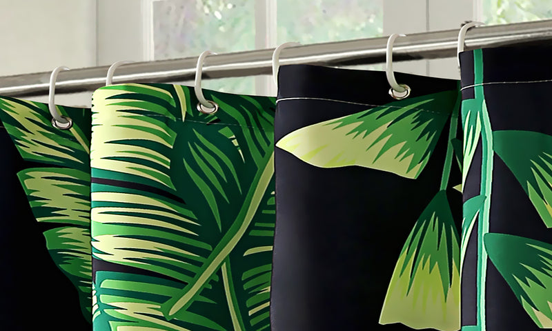 180x200cm Palm Tree Print Waterproof Bathroom Shower Crutain with 12 Hooks