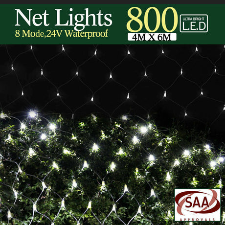 6x4M 800 LED String Fairy Light Net Mesh Curtain Xmas Wedding Party Warm White