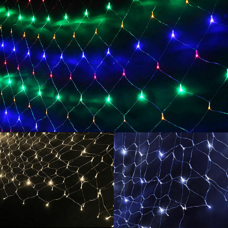 96LED Fairy String Lights Net Mesh Curtain Xmas Wedding Party D?cor Cool White